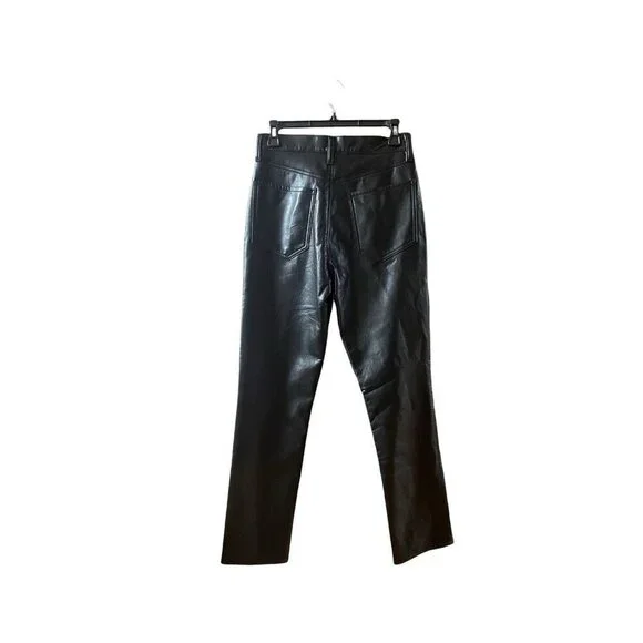New Agolde Riley Long Pants Recycled Leather in Detox Black High Rise Sz 26 - Picture 6 of 9